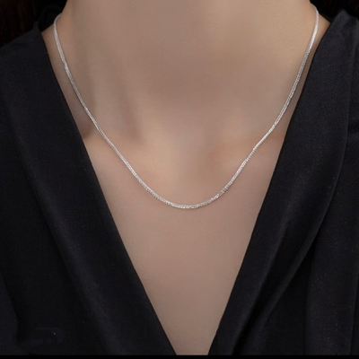 足银999肖邦链纯银锁骨链毛衣链银项链女男士无吊坠链子百搭礼物