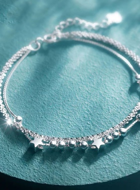 满天星双层手链纯银女简约森系小众设计星星手饰