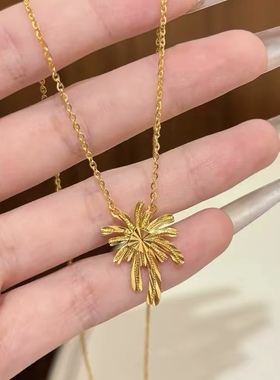 足银金色烟花套链项链女款颈链纯银新款百搭小吊坠生日礼物送女友