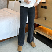 牛仔裤 胖mm遮胯高腰显瘦微喇叭长裤 2025新款 女装 春秋大码 灰色薄款