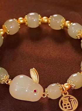 新中式长命锁兔手链女款in