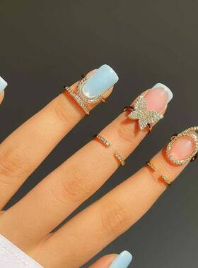 可拆卸美甲指盖戒个性假片
