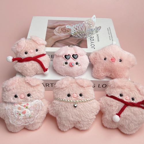 吱吱叫鼻涕小猪兔头毛绒玩偶手工钥匙扣挂件