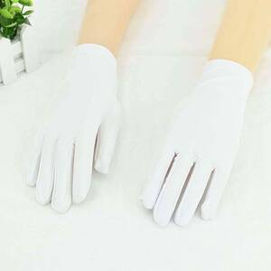 夏季薄款防晒手套女士弹力骑行开车舞蹈表演手套黑白色