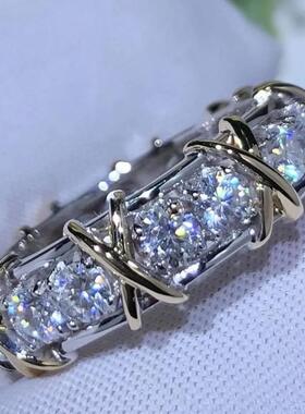 排钻戒指交叉X双色男女结