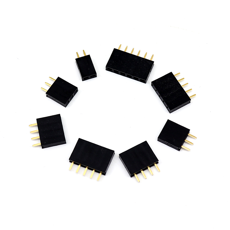 2.54mm间距 单排母直针 1*2P/3/4/5/6/7/8/10/12/20/40P直插 排母