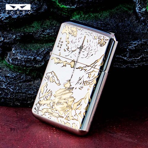 ZORRO佐罗三代打火机新款790典藏款白镍剑来超薄煤油打火机送男士