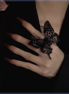 食指戒指女夸张大个性暗黑又又欲大蛾子蝴蝶小众设计神仙配饰发