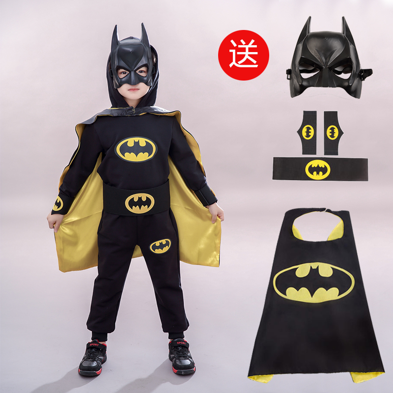 幼儿园圣诞节元旦演出服男女童蝙蝠侠奥特曼蜘蛛侠表演出衣服连帽