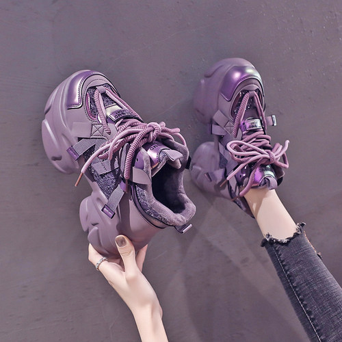 休闲厚底老爹鞋加绒运动鞋