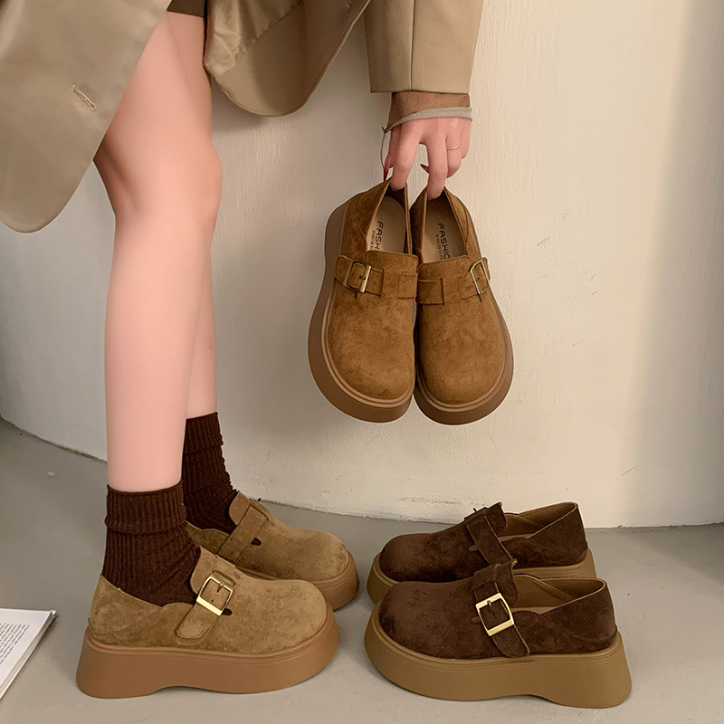 踩屎感真皮勃肯鞋女款2025新款秋季小个子增高单鞋一脚蹬乐福鞋子