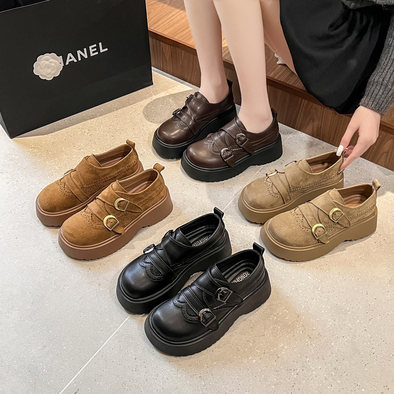 勃肯鞋乐福鞋女2025新款秋冬厚底英伦JK小皮鞋小个子增高6cm单鞋