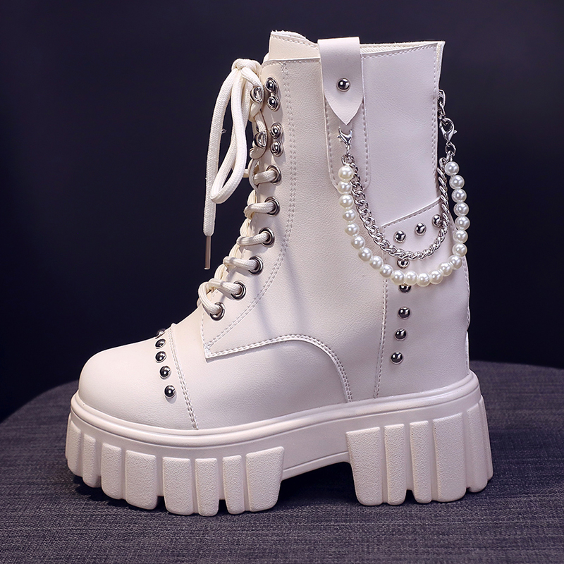 防水马丁靴女2021新款拉链小个子