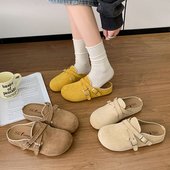 外穿孕妇包头半拖鞋 复古软底勃肯鞋 一脚蹬厚底单鞋 新款 女2026春季