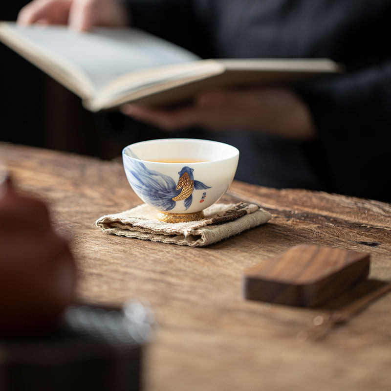 渡景山房白瓷高端主人杯悠然自得陶瓷茶杯单杯品茗杯个人功夫茶杯