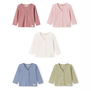 亲肤透气百搭童装 长袖 上衣 v领小开衫 薄外套mar新款 开衫 男女童春装