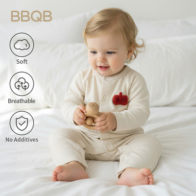 BBQB宝宝连体衣长袖纯棉a类婴幼儿衣服秋装打底衣新生儿哈衣爬服