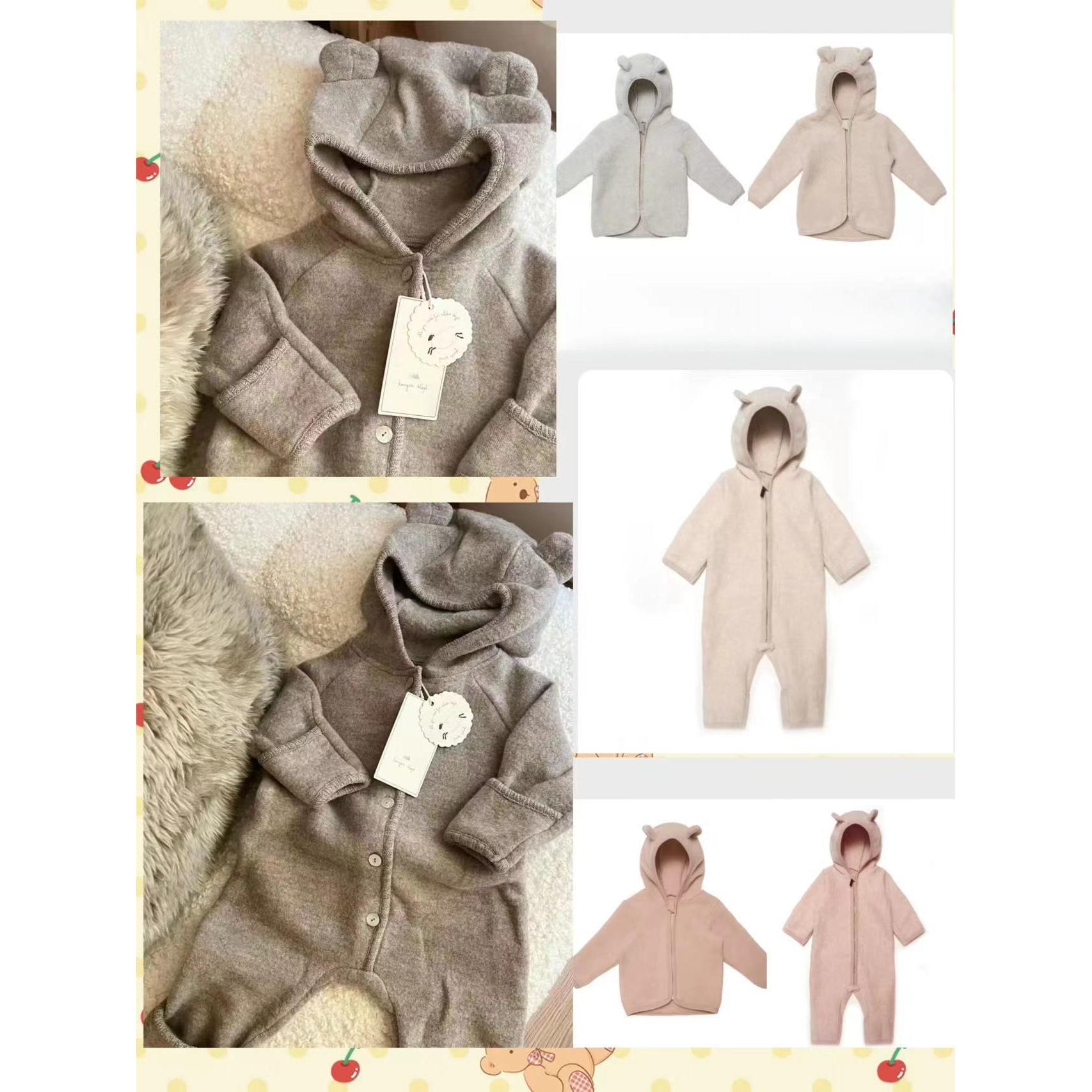 24秋冬新北欧进口高端美丽奴羊毛面料男女童Hutt羊毛外套拉链爬服