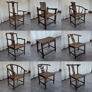 老榆木复古风茶椅餐椅主人椅子中式 圈椅办公椅交椅商用家用民宿