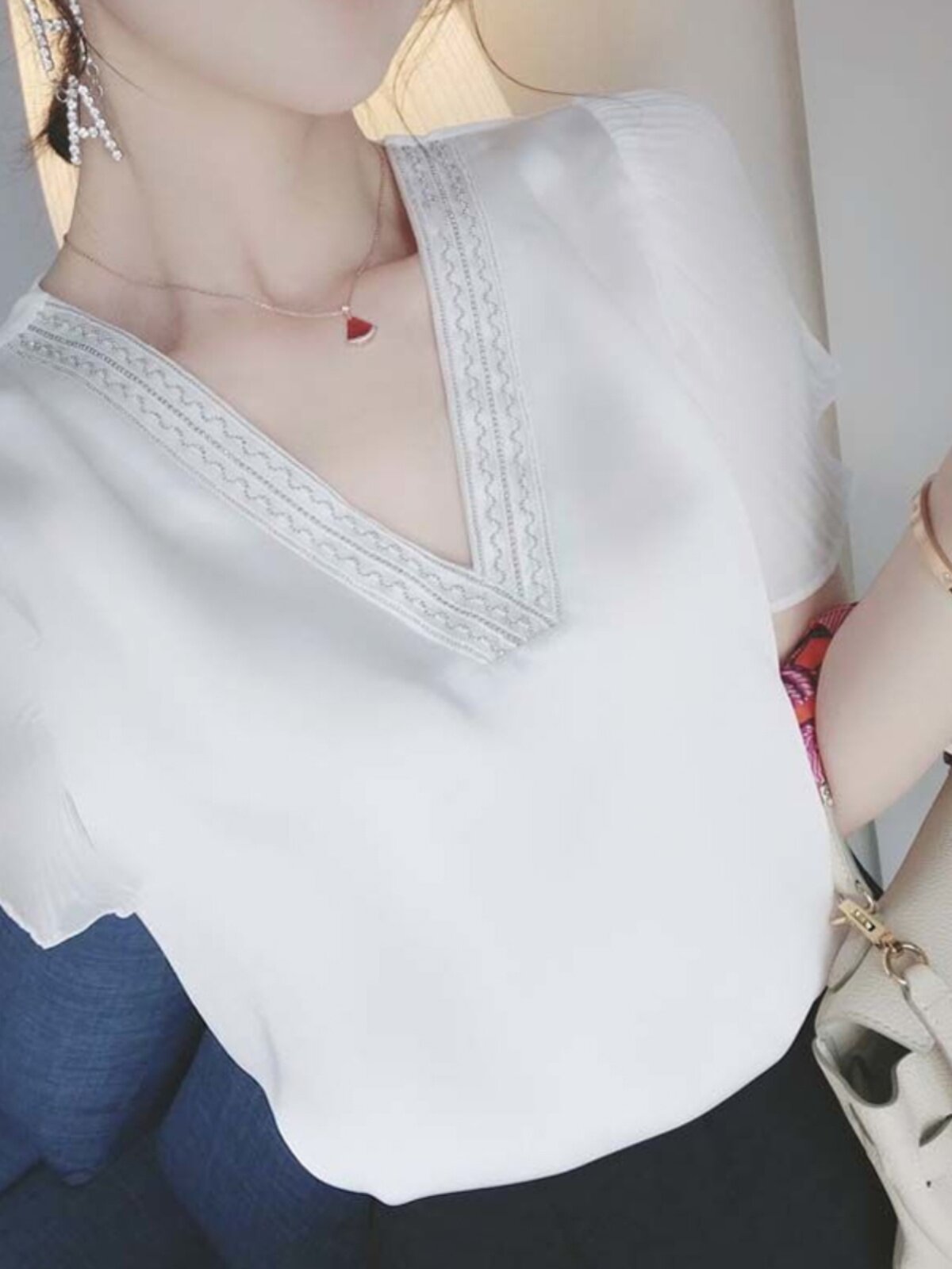 SUMMER CHIFFON SHIRT WOMENS SHORT SLEEVE 2024 NEW FASHION SHIRT LOOSE LARGE SIZE FAT MM FOREIGN SHIRT WHITE TOP