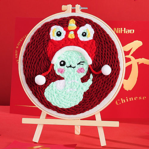 俄罗斯戳戳新年手工diy材料毛线刺绣儿童摆件创意装饰画礼物