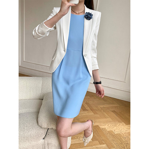 职业装女套装西装配连衣裙两件套
