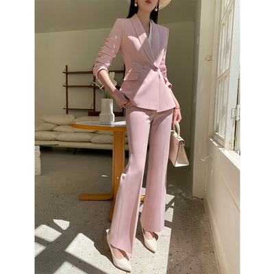 减龄秋季西装套装女微喇裤工作服