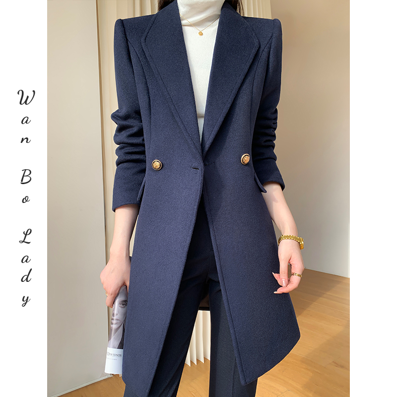 修身显瘦职业呢子大衣女冬加厚4S店工作服高端珠宝店前台毛呢外套