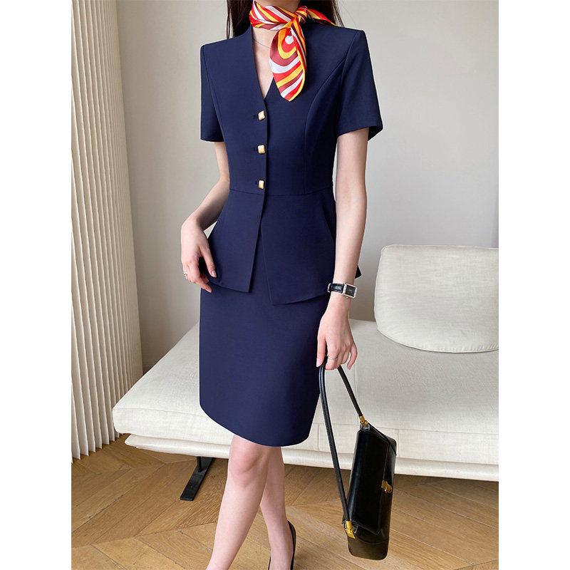 显白显瘦短袖职业西装套装女夏季薄款高级感时尚通勤美容院工作服