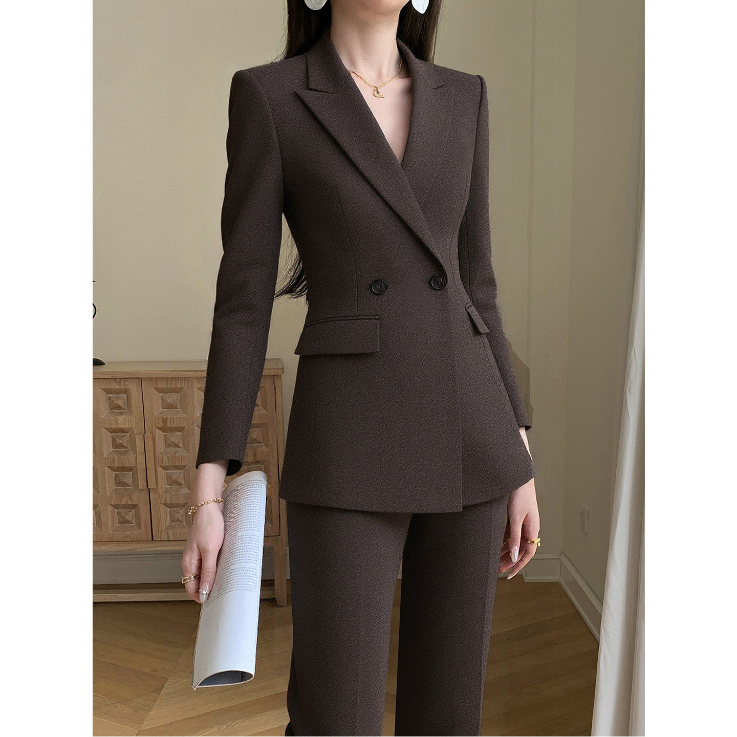 老钱风加厚羊毛西装套装女秋冬季高端职场西服外套通勤商务工作服