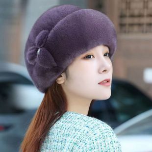 中年妈妈洋气帽子女人秋冬季 老太太奶奶时髦保暖加厚绒 2024新款 式