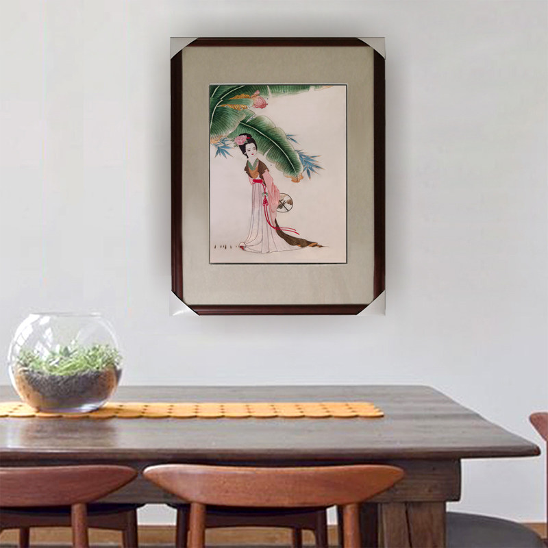 苏绣仕女图国画纯手工刺绣成品古代人物画家庭卧室书房装饰品礼物