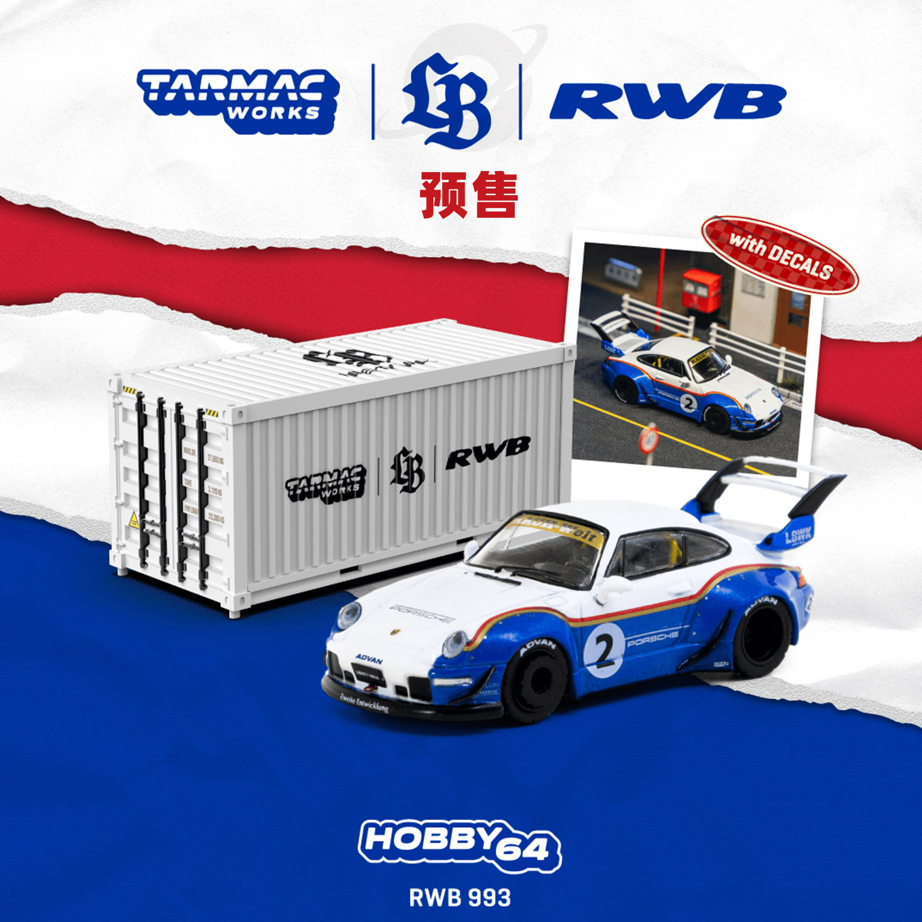 [Oseky]TarmacWorks TW 保时捷 RWB 993 Liberty Walk 2号 合金