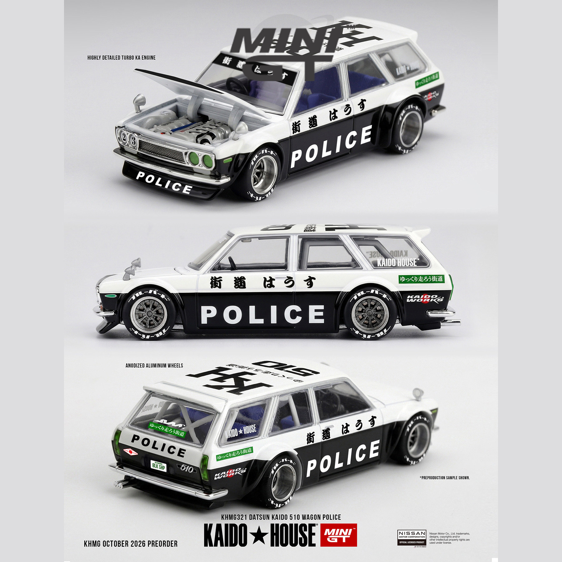 [Oseky]MINIGT KAIDOHOUSE KAIDO 达特桑 510 Wagon Police 321