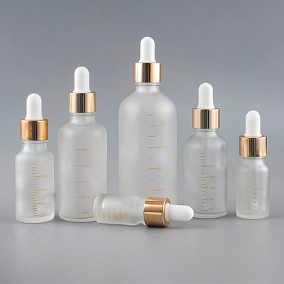蒙砂美容分装瓶5ml-100ml调配液油便携刻度玻璃滴管化妆品空瓶