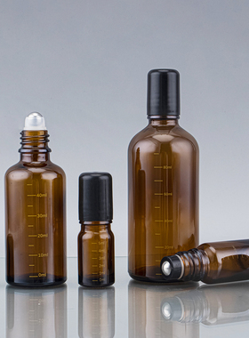 咖色刻度滚珠瓶5ml小瓶30ml分装液体香水瓶黑盖子100ml空瓶子滚瓶