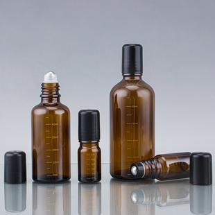 咖色刻度滚珠瓶5ml小瓶30ml分装 液体香水瓶黑盖子100ml空瓶子滚瓶