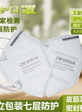 ZM9002头戴式防尘口罩防工业粉尘打磨灰粉9001V带呼吸阀透气KN95