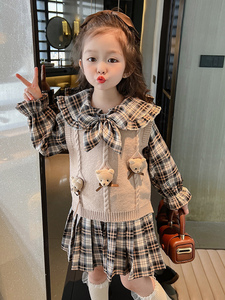 女童套装秋季2023新款韩版洋气宝宝秋装网红裙子儿童春秋款两件套