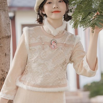 2025秋冬复古新中式民国学院风新年改良旗袍假两件连衣裙女