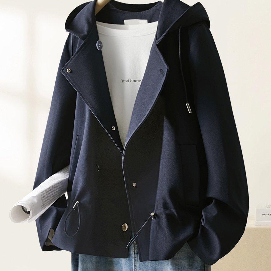 秋季连帽短款风衣女士2025春秋新款宽松今年流行外套女