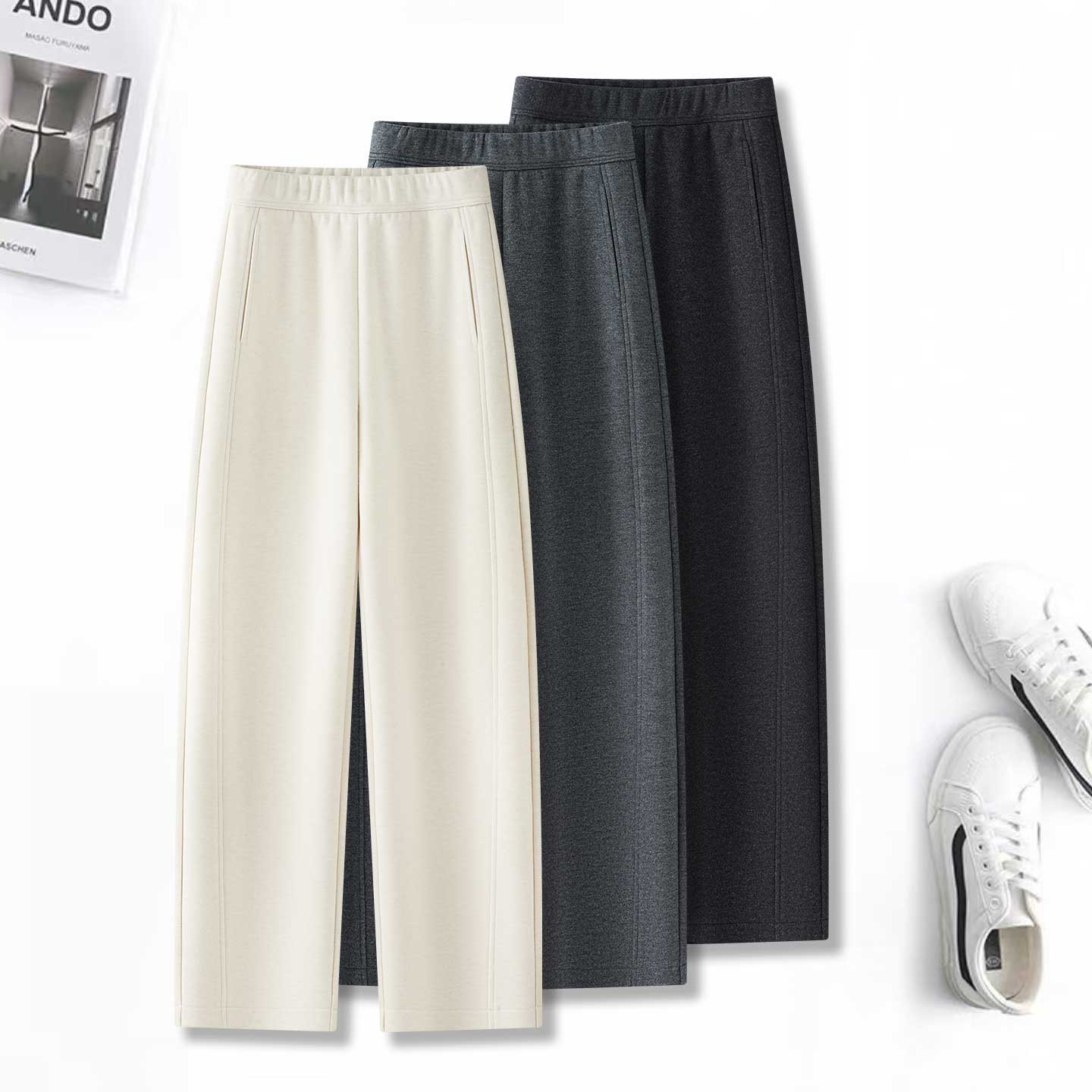 信用极好 实拍窄版香蕉裤裤女2025新款秋冬阔腿运动裤显瘦弯刀裤