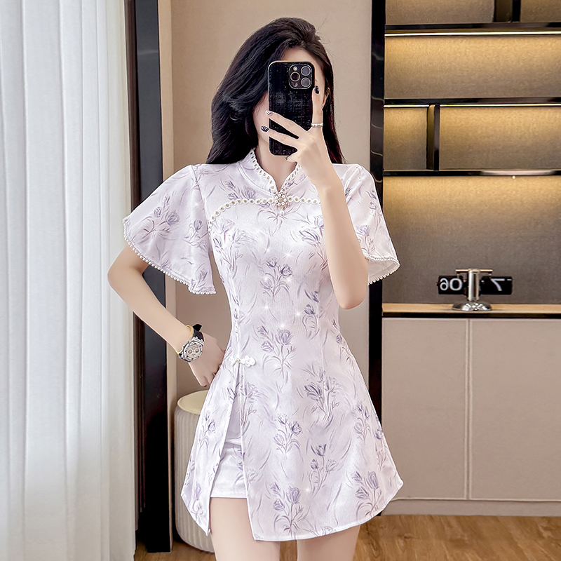 实拍国风旗袍改良新款温柔年轻款气质高端连衣裙套装两件