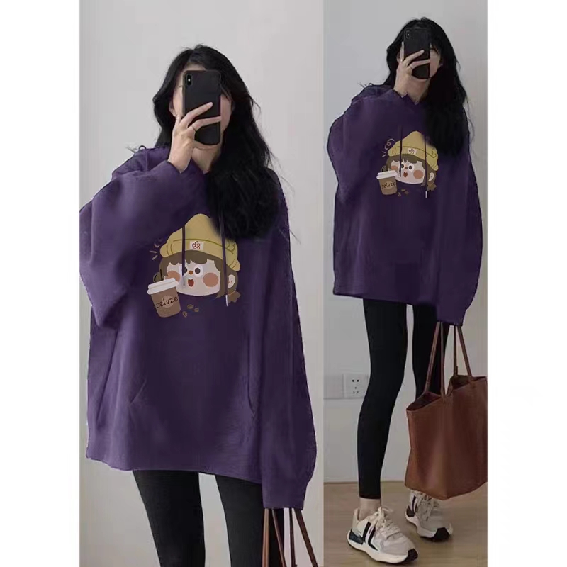 高品质 含棉 华棉复合 cvc罗纹 连帽印花卫衣女情侣 常规 加绒