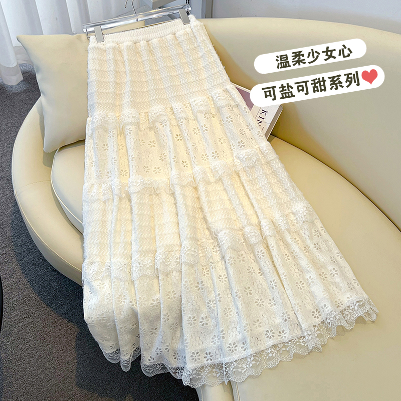 加绒加厚小个子秋冬蕾丝拼接简约半身裙2025年秋冬实拍中长裙