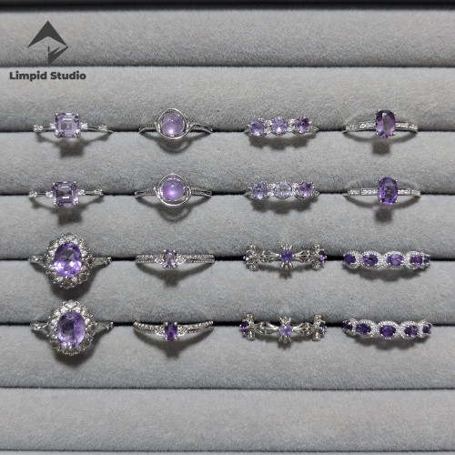 LIMPID天然紫水晶简约气质戒指