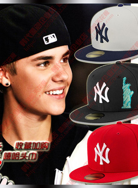 帽子NY反戴嘻哈帽大头围不可调节平沿棒球帽潮男女杨基队美式板帽