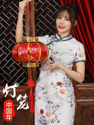 新年春节装饰发光福字小灯笼挂饰手提吊灯阳台大门过年大红灯笼