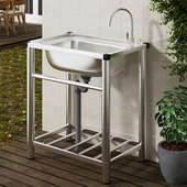 加厚不锈钢水槽304洗碗槽家用大单槽带支架子一体商用水池洗菜盆