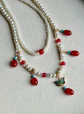 【长宁】古风汉服明制唐风软璎珞项链珍珠头饰国风配饰 默认微瑕